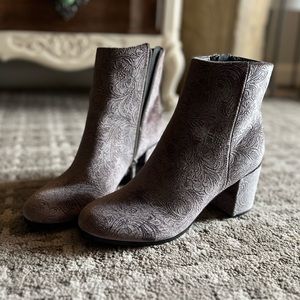 Grey/Silver velvet booties 8.5